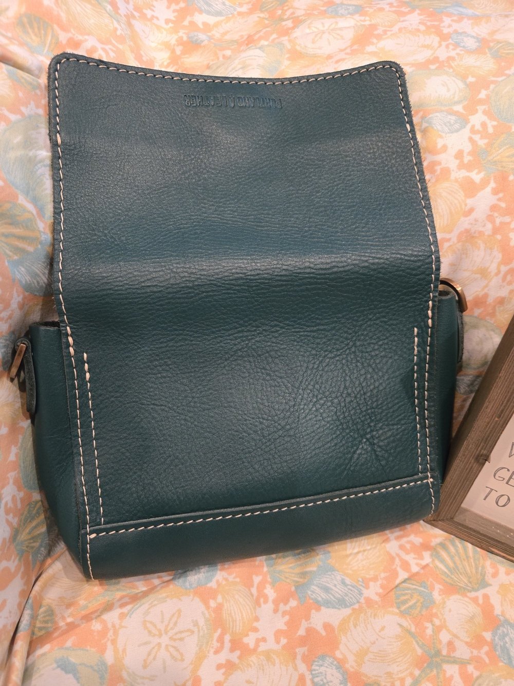 Portland Leather Dark Teal Crossbody Bag. EUC💙💚 - Picture 5 of 11